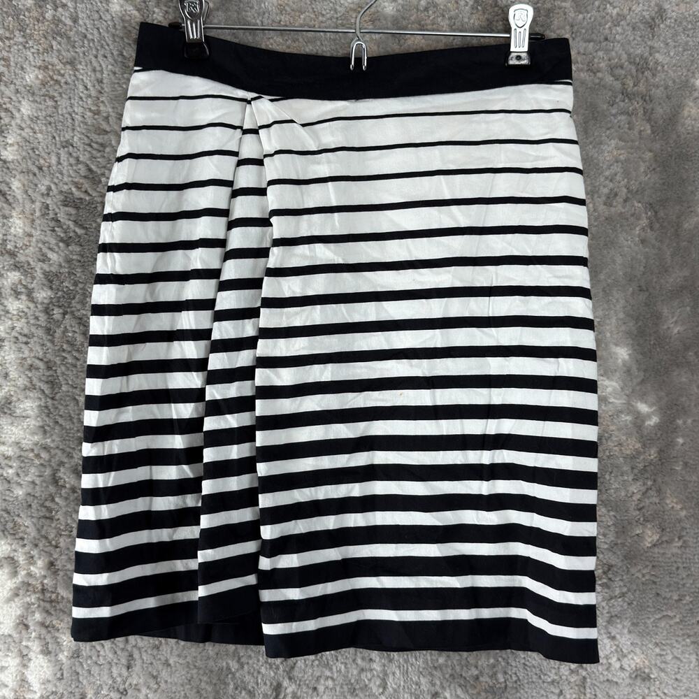 Amanda Chelsea Size 4‎ Striped Stretch A Line Mini Skirt Black White Zip Lined